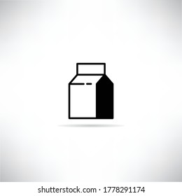 icono de la caja de leche con ilustración vectorial de sombra de caída