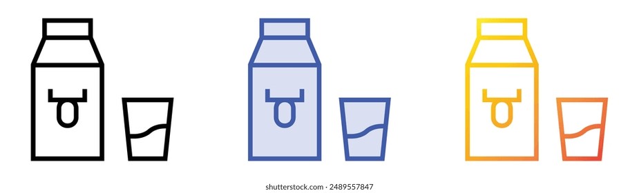 milk box icon. Linear, Blue Fill and Gradient Style Design Isolated On White Background