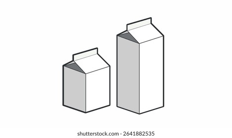 Milk Box Icon Set. Vector isolated editable black and white simple illustration set of a milk box