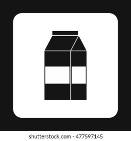 Milk box icon in simple style isolated on white background. Drink symbol