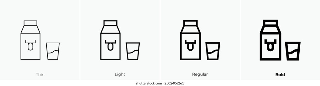 milk box icon. Thin, Light Regular And Bold style design isolated on white background