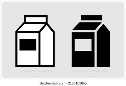Milk box icon. Thin line black milk icon. Vector illustration in flat design style.