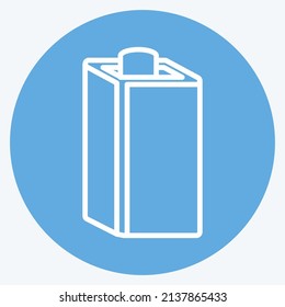 Milk box Icon in trendy blue eyes style isolated on soft blue background