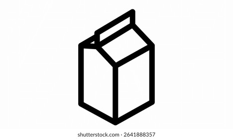 Milk Box Icon. Vector isolated editable black and white simple illustration of a milk box