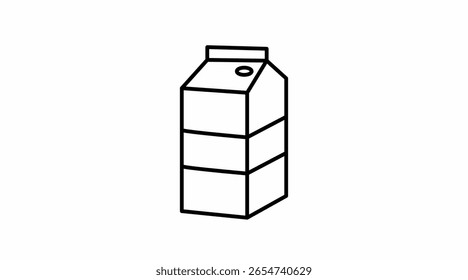 Milk Box Icon. Vector isolated editable black and white simple illustration of a milk box