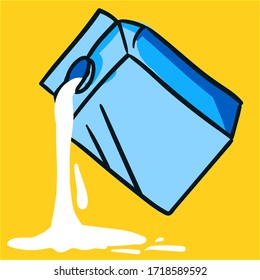 Milch in Schachtel, Illustration, Vektorgrafik auf weißem Hintergrund