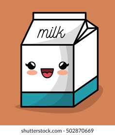 milk box kawaii happy icon design