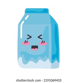 carácter de estilo kawaii de caja de leche