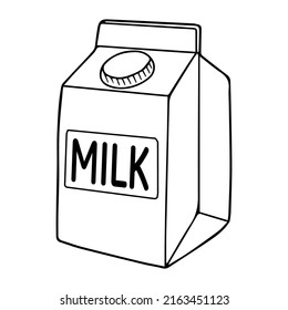 milk box line vector illustration,isolated on white background,top view
