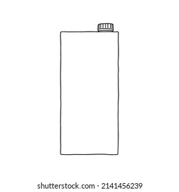 Milk box. Linear, vector realistic. Pocket milk outline