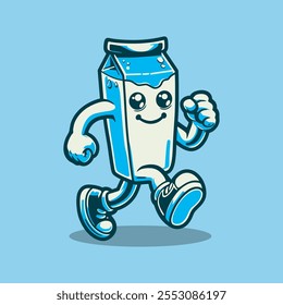 Milk Box Mascot Cartoon Vector Art, Illustration and Graphic