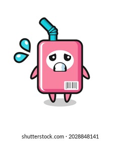 milk box mascot character with afraid gesture , cute style design for t shirt, sticker, logo element