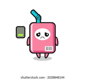 milk box mascot character doing a tired gesture , cute style design for t shirt, sticker, logo element