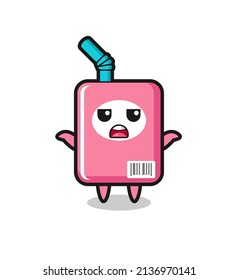 milk box mascot character saying I do not know , cute style design for t shirt, sticker, logo element