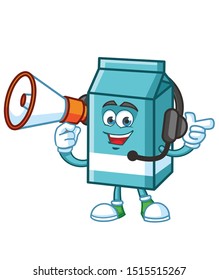 milk box with megaphone cartoon mascot character vector