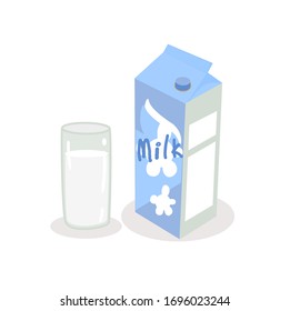 Caja de leche en el vector de fondo blanco