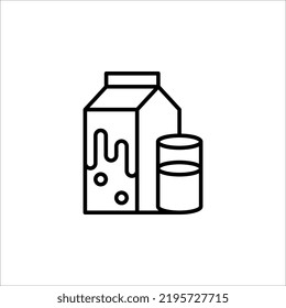 Milk box outline vector icon. Thin line black milk icon, flat vector simple element illustration from editable drinks concept isolated on white background