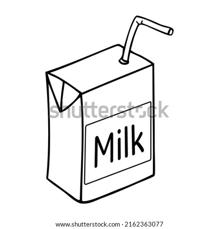 milk box outline vector illustration,isolated on white background,top view