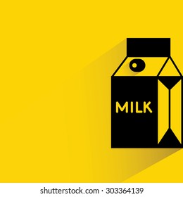 milk box, milk package on yellow background, flat and shadow theme