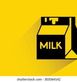 milk box, milk package on yellow background, flat and shadow theme