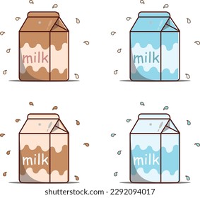 Milk box packaging brown design collections, vector illustration