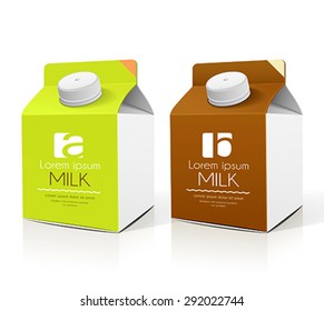 Milk box packaging design collections, vector illustration