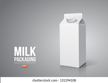 Milk box packaging, vector illustration