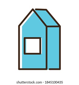 diseño de ilustraciones vectoriales de iconos de línea de embalaje y estilo de relleno de caja de leche