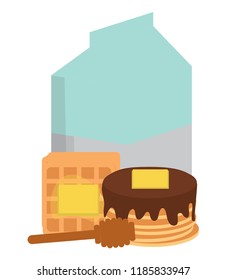 milk box and pancakes