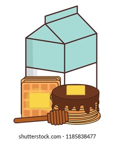 milk box and pancakes