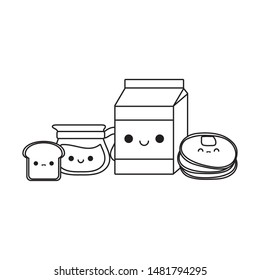 milk box with set food kawaii style