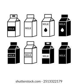 Milk box set icon vector for web or apps