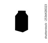 Milk box silhouette isolated  on white background. Vector illustration of a milk box.