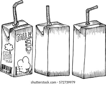 milk, box, sketch