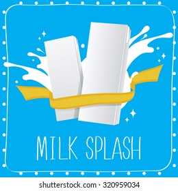 Milk box With milk Splash on blue background 