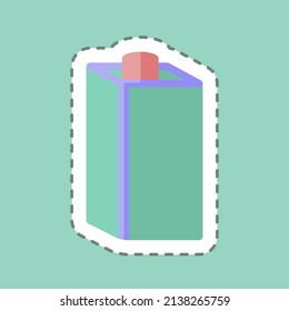 Milk box Sticker in trendy line cut isolated on blue background