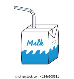 Milk box with straw isolated