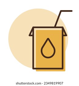 Caja de leche con icono vectorial de paja. Signo de producto lácteo. Símbolo gráfico para cocinar diseño de sitio web y aplicaciones, logotipo, aplicación, interfaz de usuario