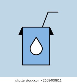 Milk box with straw vector icon. Dairy product sign. Graph symbol for cooking web site and apps design, logo, app, UI