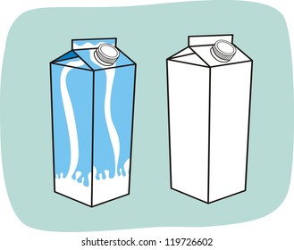 Milk box template. Milk cartons with screw cap