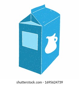 milk box vector design. digital hand drawn style. grain texture