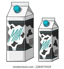 Milk box vector illustration. Big and small milk cartons vector illustration.