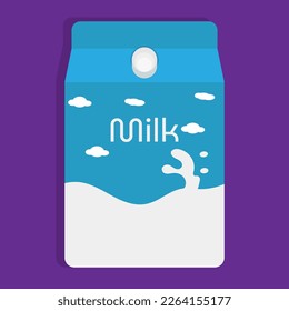 ilustración vectorial de caja de leche en color azul.