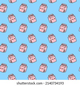 Milk box vector seamless pattern