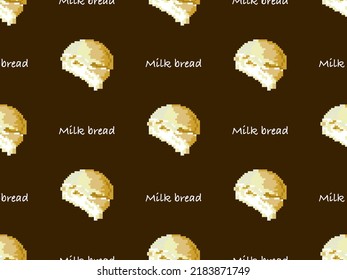 El personaje de la caricatura sobre el pan de leche es un patrón impecable sobre el fondo amarillo. Estilo de píxeles
