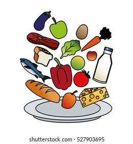 Milk bread vegetables and fruits design