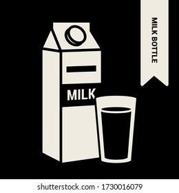 Milk brick icon. Drink image. Flat icon.