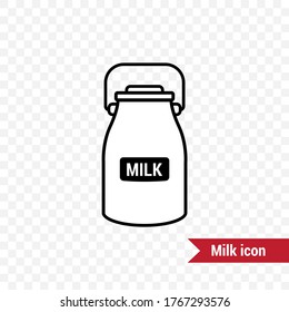 Icono de ladrillo de leche. Bebe la imagen. Icono de línea. Fondo transparente.