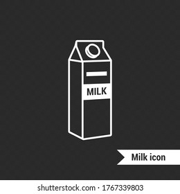Icono de ladrillo de leche. Bebe la imagen. Icono de línea. Fondo transparente.