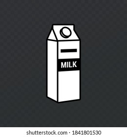 Milk brick icon. Drink image. Line icon. Transparent background.